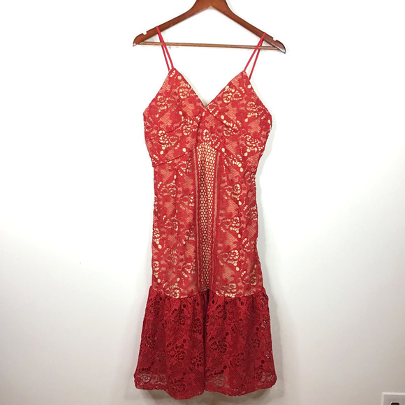 NEW Romeo Juliet Couture V-Neck Lace Fit & Flare Dress Medium - Picture 6 of 11